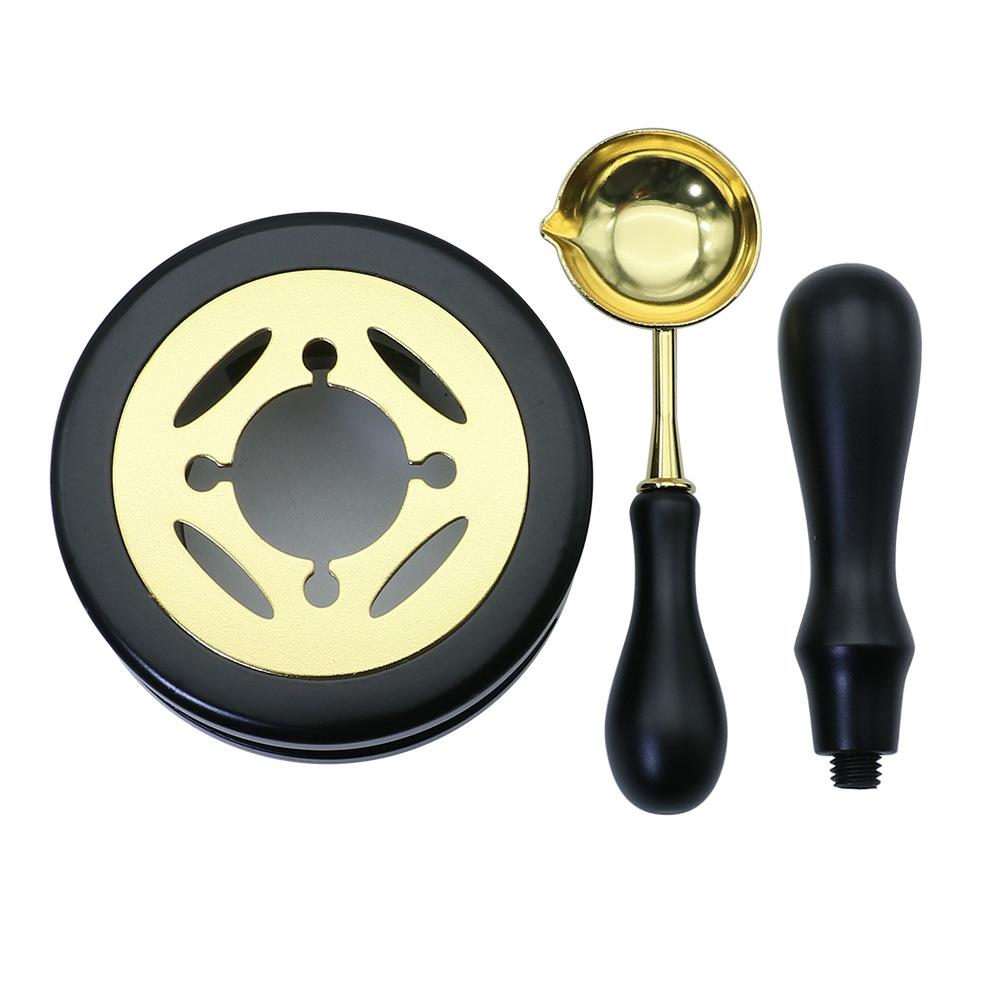 Wax Seal Melting Furnace Set with Handle & Spoon - Wooden Granule Furnace for Crafting
