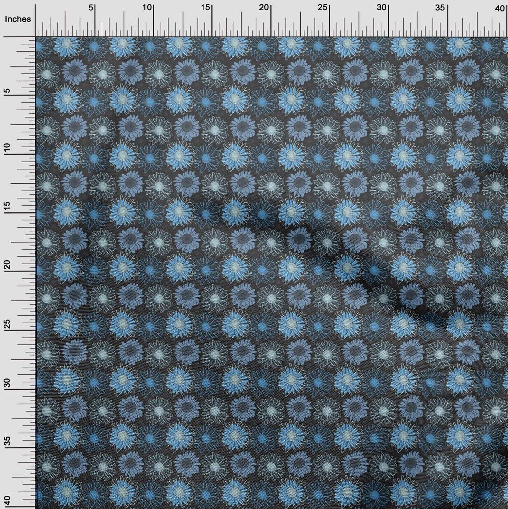 oneOone Cotton Flex Medium Blue Fabric Floral Fabric For Sewing Printed Craft Fabric By The Yard 40 Inch