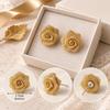 Vintage Style Flower Stud Earrings Gold Gauze Fabric Rose Stud Earrings New Rose Earrings  Women