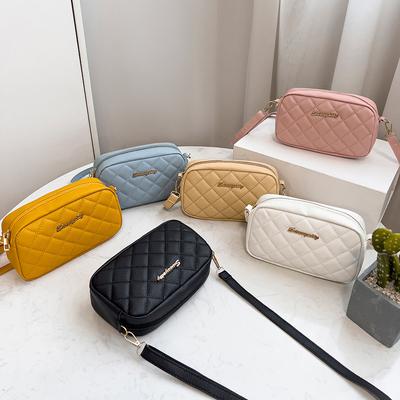 Bolso de Cámara Bordado con Diamantes Estilo Coreano Moda Bolso para Teléfono Móvil de Mujer de Un Hombro Bolso Cuadrado Pequeño