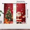 Santa Claus Printed Curtains Pole Bag Home Decoration Room Window Christmas Made Of Polyester