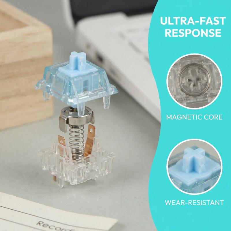 New UR Ice Magnetic Ultra Switch Linear For Magnetic Mechanical Keyboard 22mm Spring 35gf 700Gs RGB Transparent Switch Factory L
