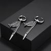 Unique Design Fashion Feather Angel Wings Rivet Tassel Drop Earrings for Men, Hip Hop Rock Stainless Steel Ear Jewelry Gift