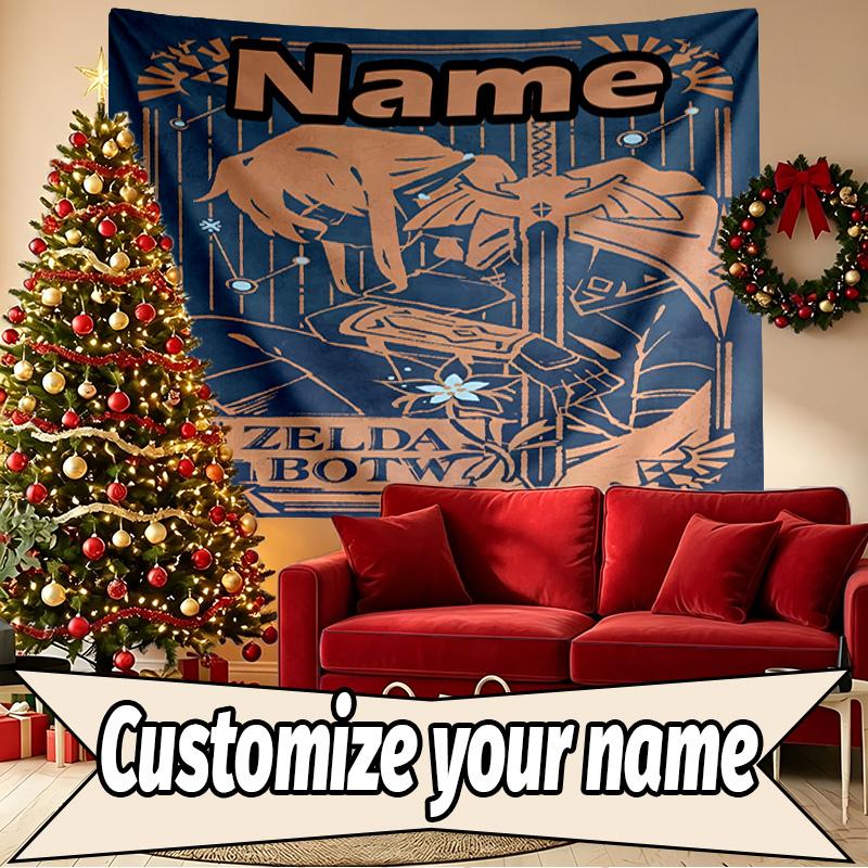 Custom Name Personalized The Legend of Zelda Print Tapestry, Wall Art Decor, Bedroom, Dorm, Apartment, LivingRoom, Party Backdrop, Gift for Birthday