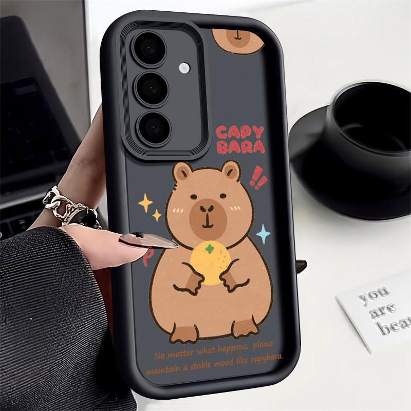 Artistic Little Bear Capybara Phone Case For Samsung S26 S25 S24 S23 S21 S20 Ultra For Galaxy S25 S24 FE S26 Plus Silicone Cover