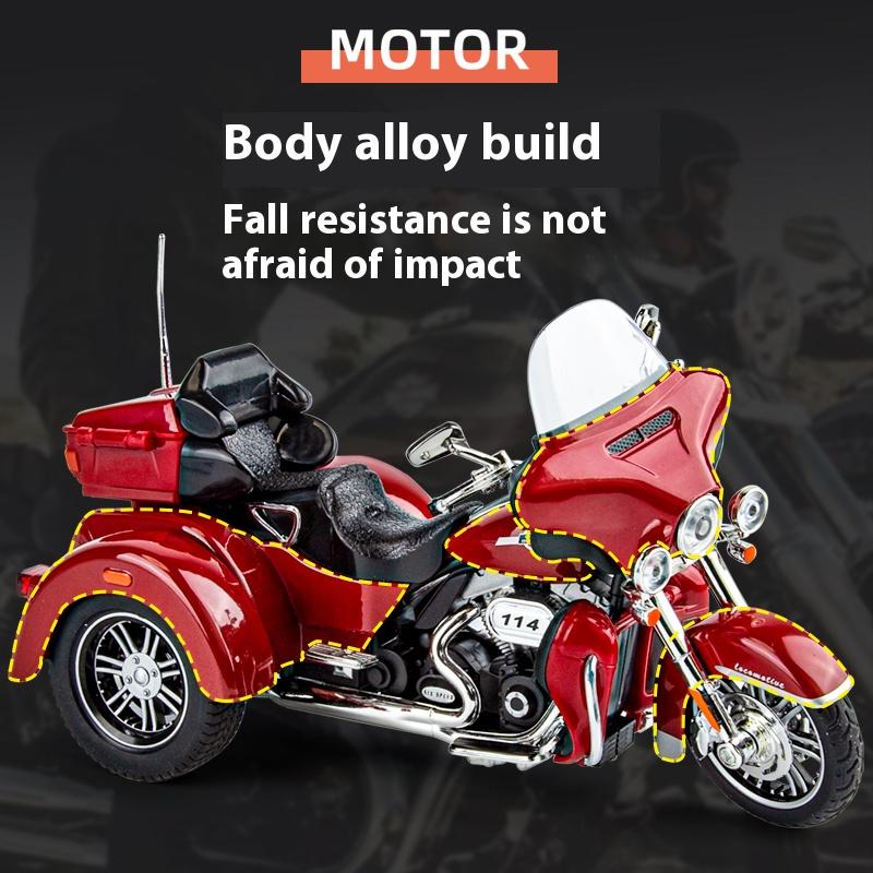 1/9 Scale Harley Davidson TRI GLIDE ULTRA Luxury Tricycle Alloy Diecast Model Motorcycle  Sound & Light  Holiday Gifts for Boyfriend