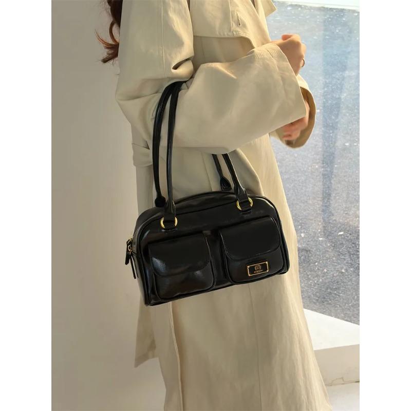 Light Luxury Solid Color PU Leather Women's Shoulder Bag Simple Large Capacity Ladies Handbag Causal Versatile Female Bost Bag