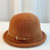 New Belt Buckle Wool Hat Women's Autumn and Winter Simple Top Hat Bucket Hat Dome Basin Hat