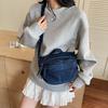 Tooling style denim bag women's new fashion commuter handbag summer texture shoulder messenger bag