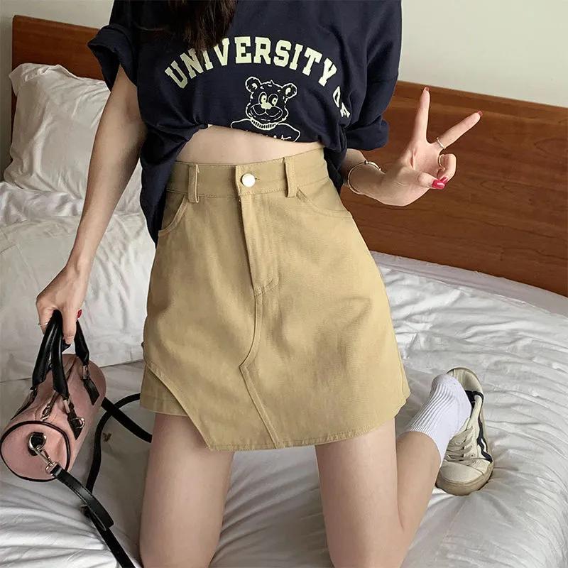 Women s High Waisted Irregular Denim Cargo Mini Skirt S