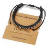 Morse-Code Lederarmband mit Edelstahl-Anhängern für Paare und als Geschenk