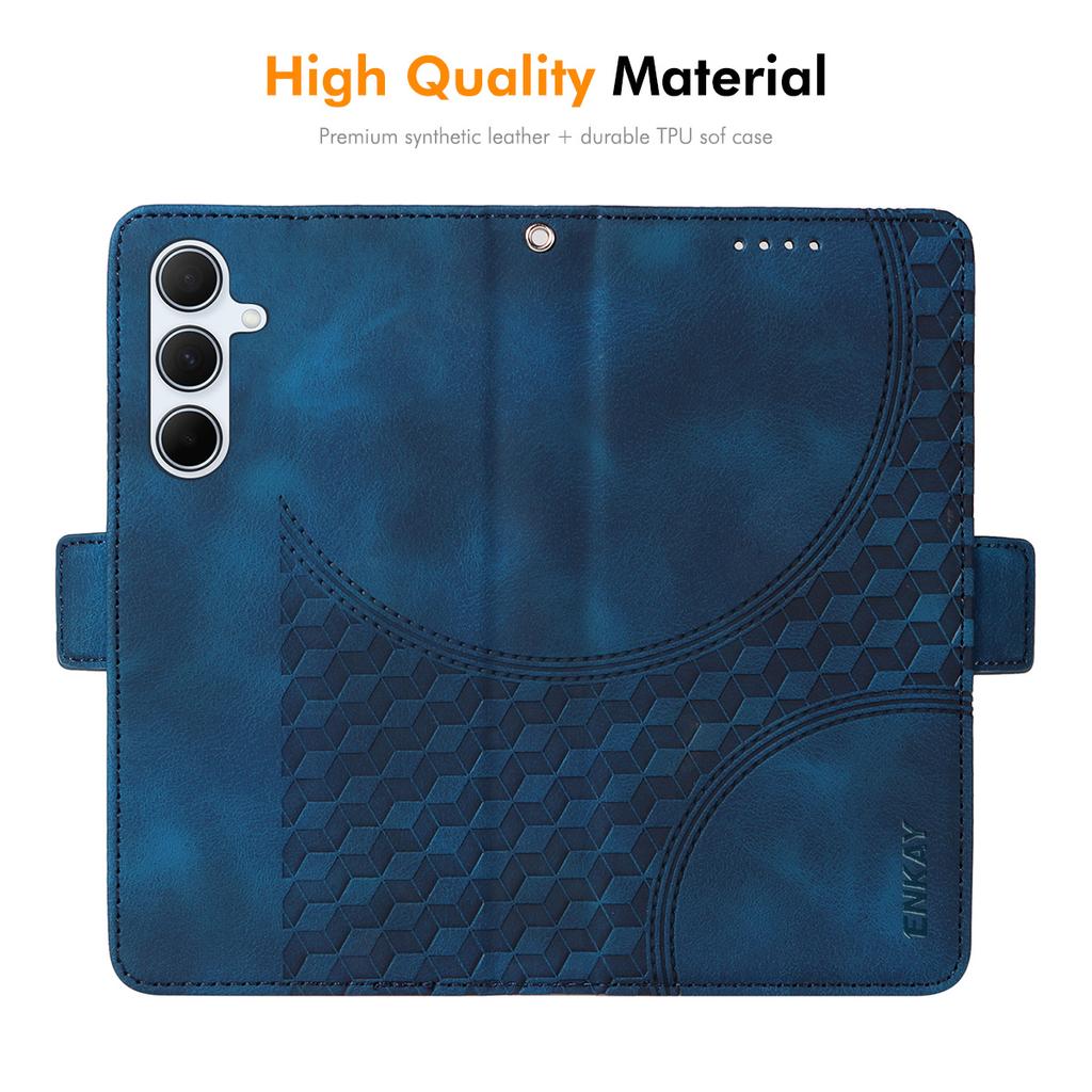 For Samsung Galaxy A56 5G/Galaxy A36 5G Wallet Case ENKAY Imprint PU Leather Phone Stand Cover with Tempered Glass
