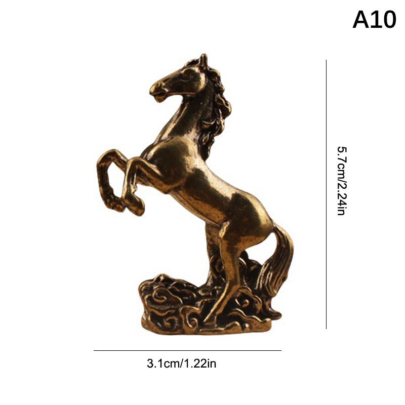 Brass Horse Figurines Chinese  Year Zodiac Horse Ornament Feng Shui Lucky Statue Home Office Desktop Decoration Crafts