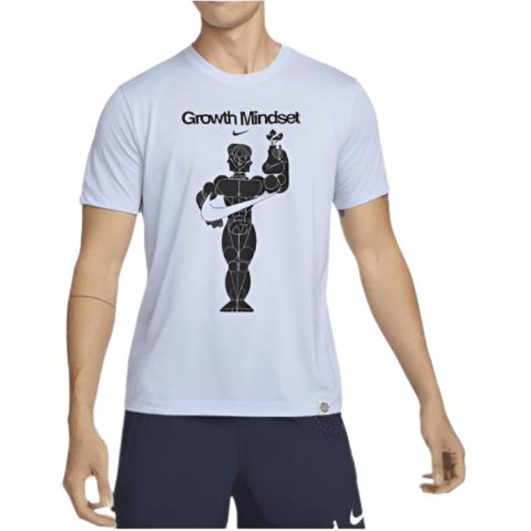 Nike Dri-FIT Character Alphabet Pattern Printing Training Sports Quick Dry Breathable Short Sleeve Blue Men s DM6274-548 XL