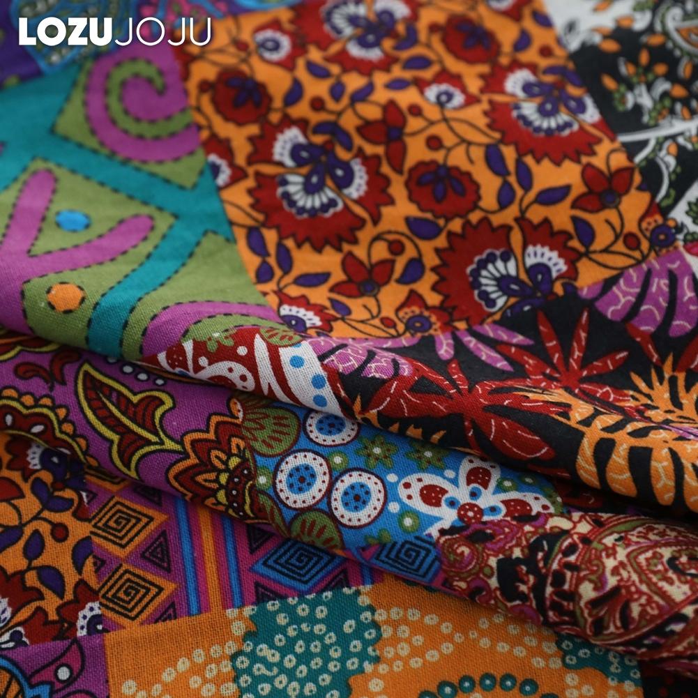 1PC LOZUJOJU Bohemian Retro Ethnic Style Cotton Linen Printed Semi Blackout Curtains for Small Window Kitchen Bedroom Living Room Balcony Home Decor