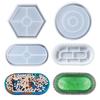 Ovales Tablett Silikonform Sechseckiger Untersetzer Epoxidharzform für DIY Schmuck Teller Aufbewahrungshalter Harzform Handwerk Heimdekoration