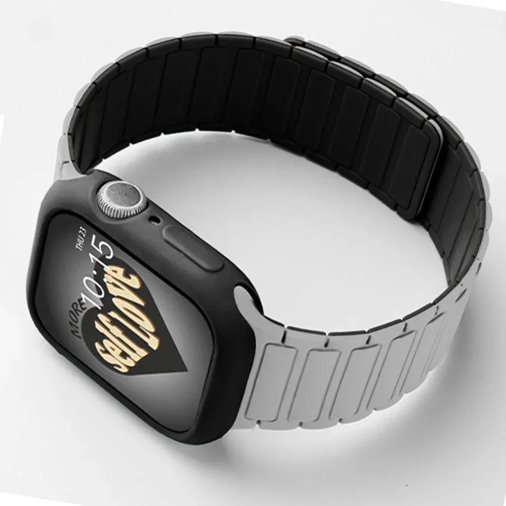 

Новый корпус+Ремешок для Apple Watch 10 46мм 49 44мм 40 45мм 41 42мм Силиконовый браслет correa для iWatch series 9 8 7 6 5 4 Ultra 2 40mm