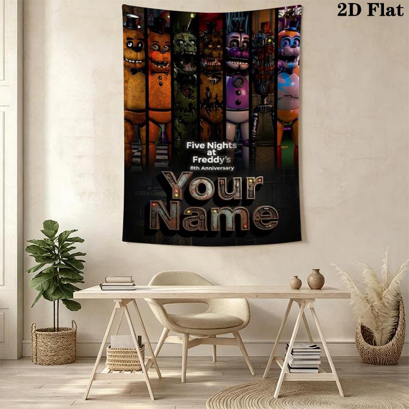 Name Custom Freddy Nights Wall Tapestry Aesthetic Wall Hanging Printed Fabric Blanket Decorative Tapestries for Bedroom Living Room Home Decor