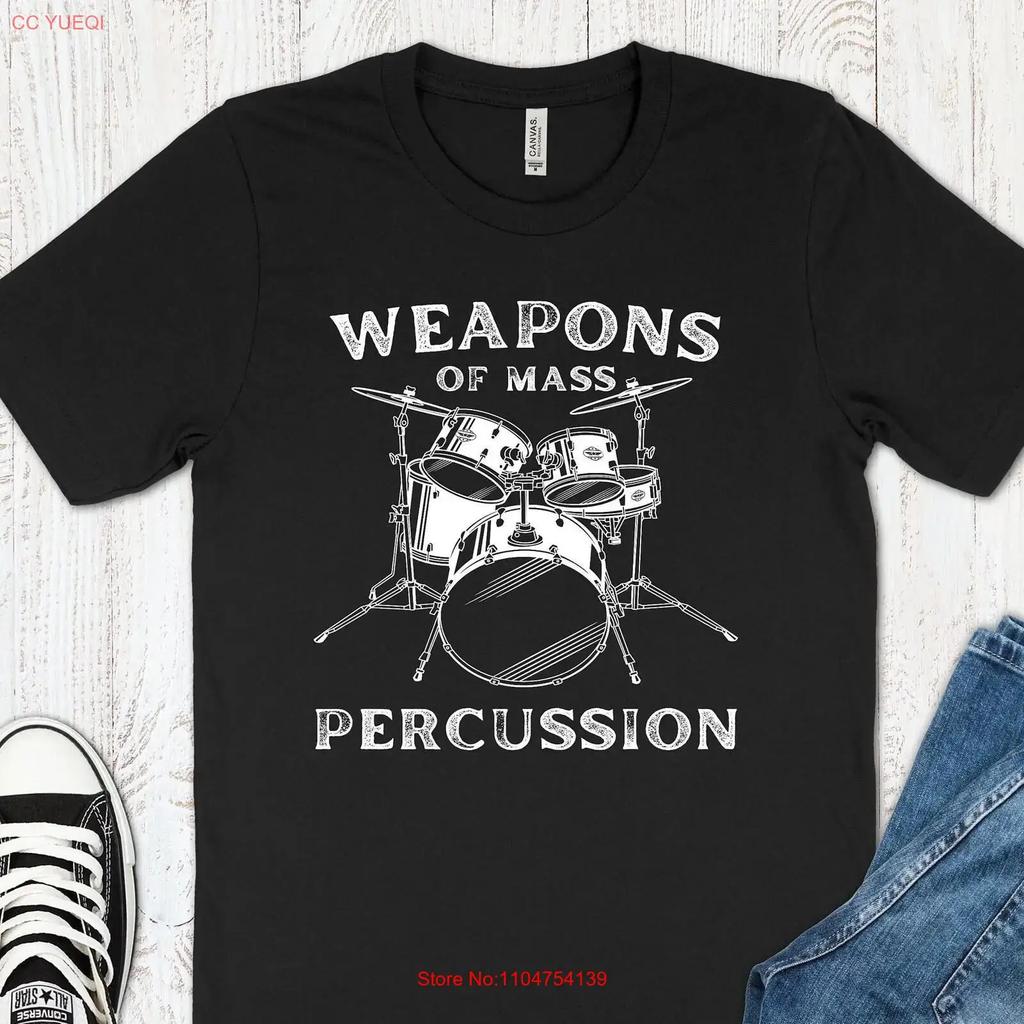 Weapons Of Mass Percussion T Shirt Funny Drummer Drum Set Music Vintage Washed Soft Casual Unisex Slightly Breathable Stylish