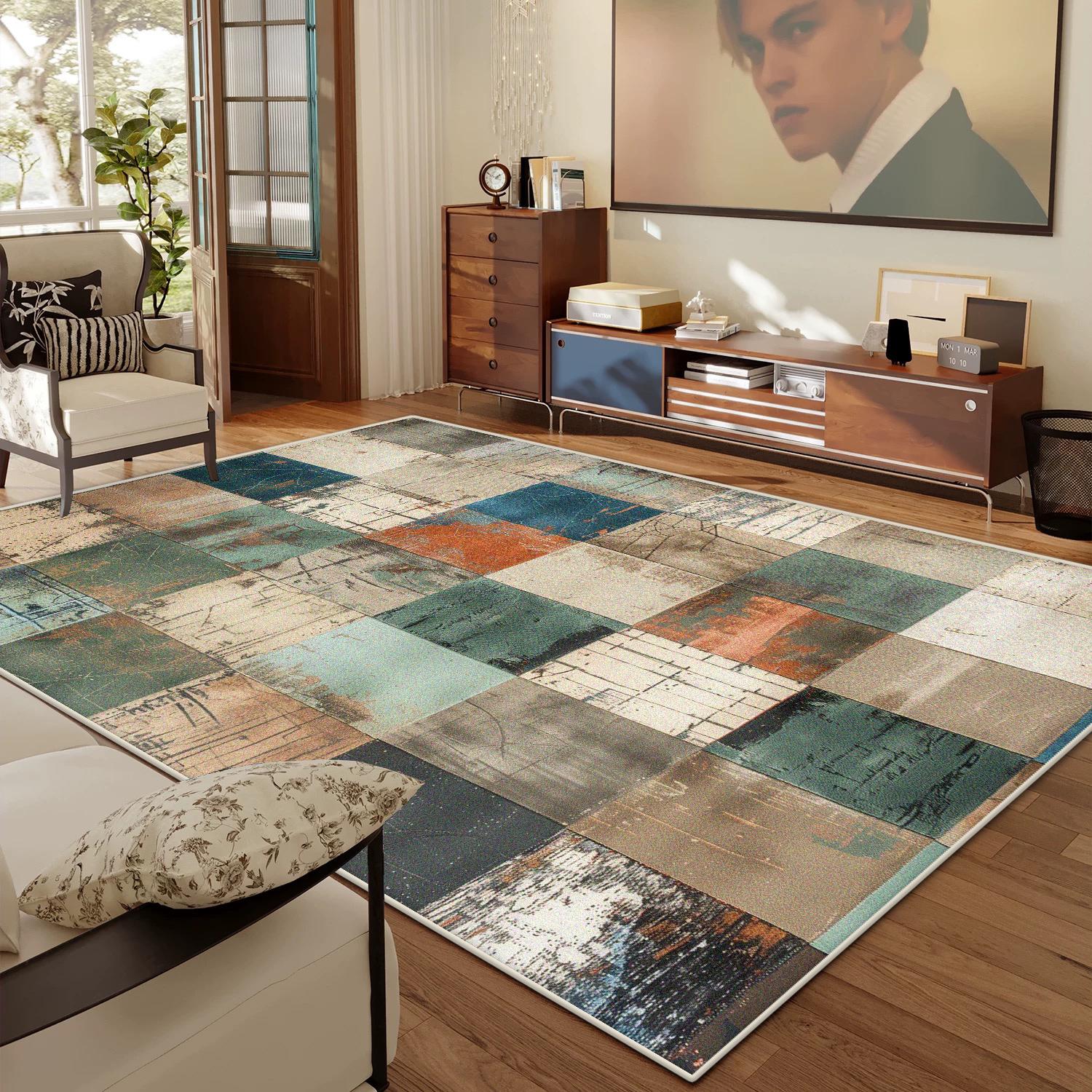 Abstract Geometrisch Woonkamer Tapijt Retro Decoratie Huis Bank Wasbaar Grote Vloerkleden Slaapkamer Garderobe Gemakkelijk Schoon Te Maken Vloermat Zacht 2.6x3.9ft(80x120cm)