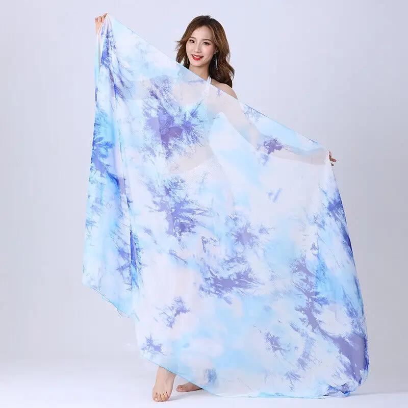 Bellydance Faux Silk Women Scarf Shawl Dance performance Stage Dyed Color Veil DIY Fabric Sewing Craft Clothing Supplies