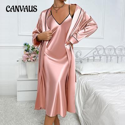 Plus Size Women's New Ice Silk Sexy Can Be Worn Outside The Home Dress Cardigan Strap Halter Skirt Gown Suit