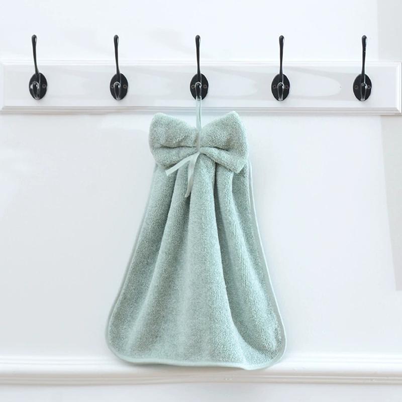 

Полотенца для рук с бантом для кухни, ванной комнаты, из кораллового вельвета, микрофибры, мягкие, быстросохнущие, абсорбирующие чистящие салфетки, домашнее полотенце из махры для сауны