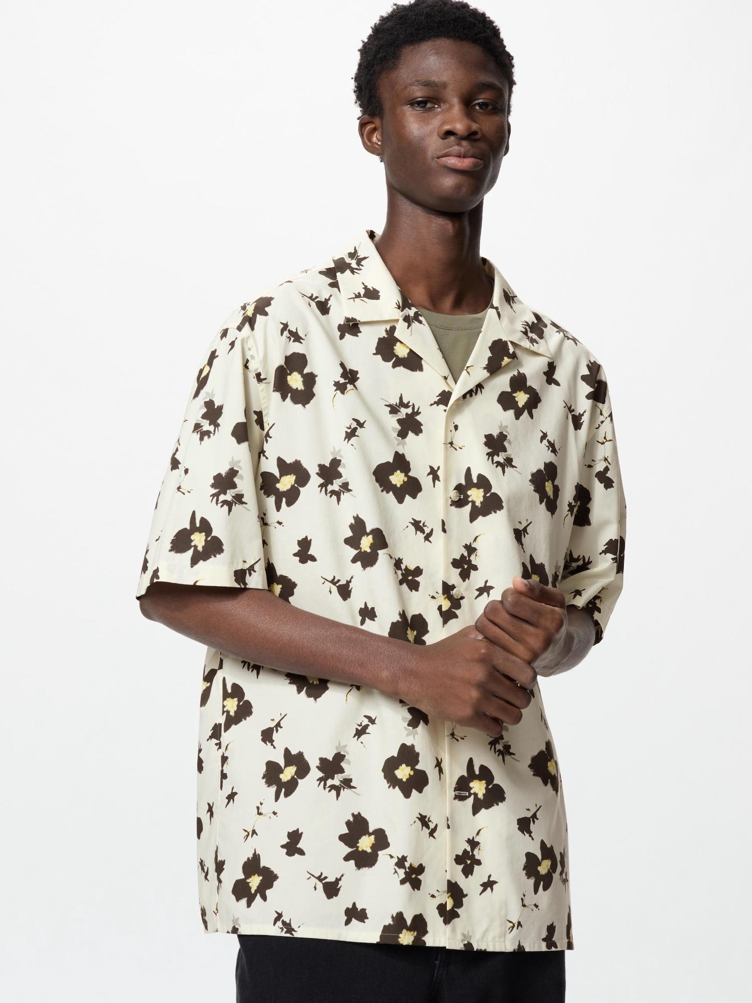 

Рубашка Uniqlo Modal Cotton с открытым воротником и коротким рукавом с принтом B 30 NATURAL/MEN M