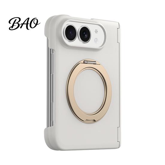 Drop Resistant Phone Accessory Magnetic Folding Case for IPhoneDuo, Hands Free Viewing with 360 Degree Protective Cover Rotating Ring Stand,