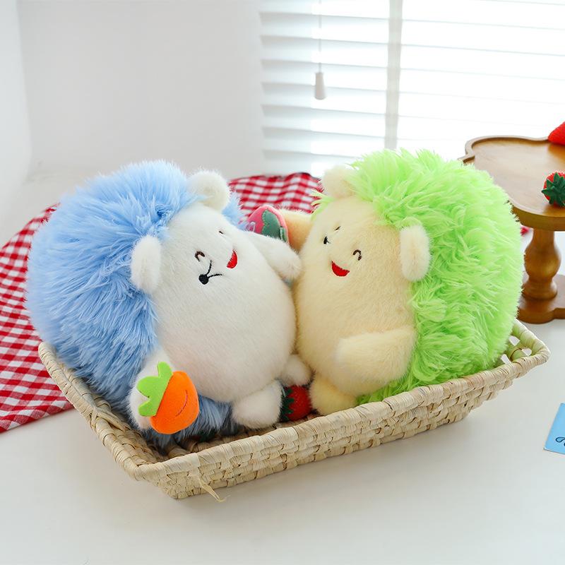 New Little Hedgehog Eating Strawberry and Radish Plush Doll Children Soothing and Accompanying Throw Pillow Girls Holiday Gift