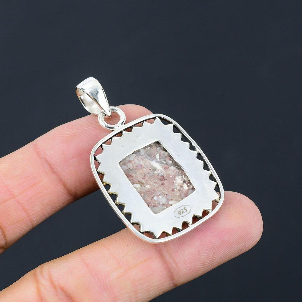 Radiant Red Brecciated Mookaite Gemstone 925 Silver Daughter New Pendant Jewelry