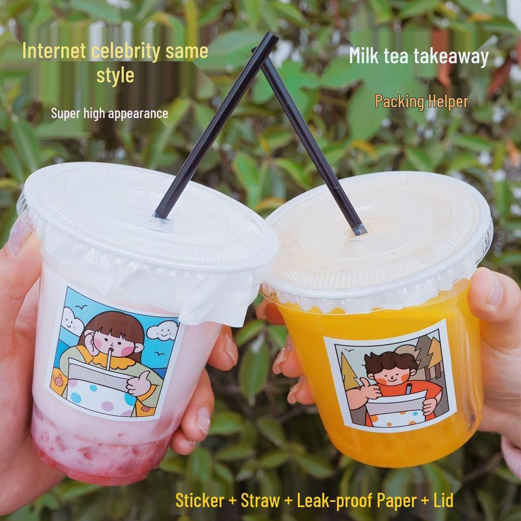 Disposable 98 Caliber Cold Drink Cup with Lid for Lemon Tea or Milk Tea