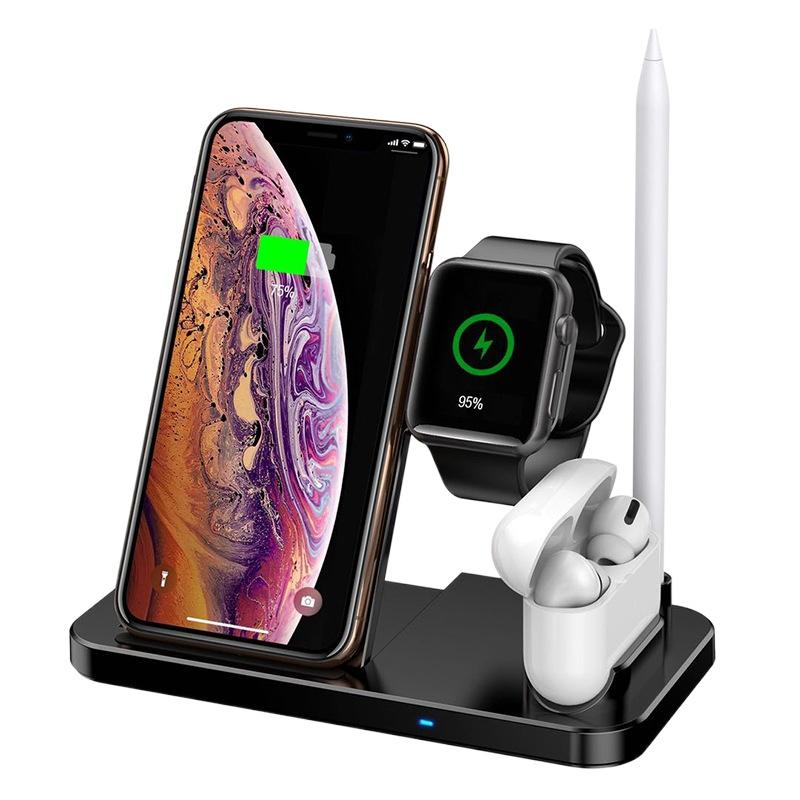 4 in 1 15W schneller kabelloser Ladeständer für iPhone 14 13 12 x 8 Apple Watch faltbare Ladestation für Airpods 3 Pro iWatch