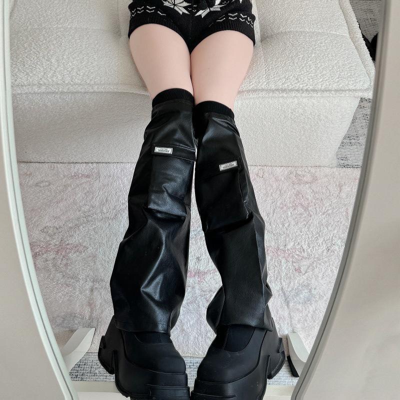 

Stylish Waterproof PU Leather Over-the-Knee Y2K Punk Leggings One Size