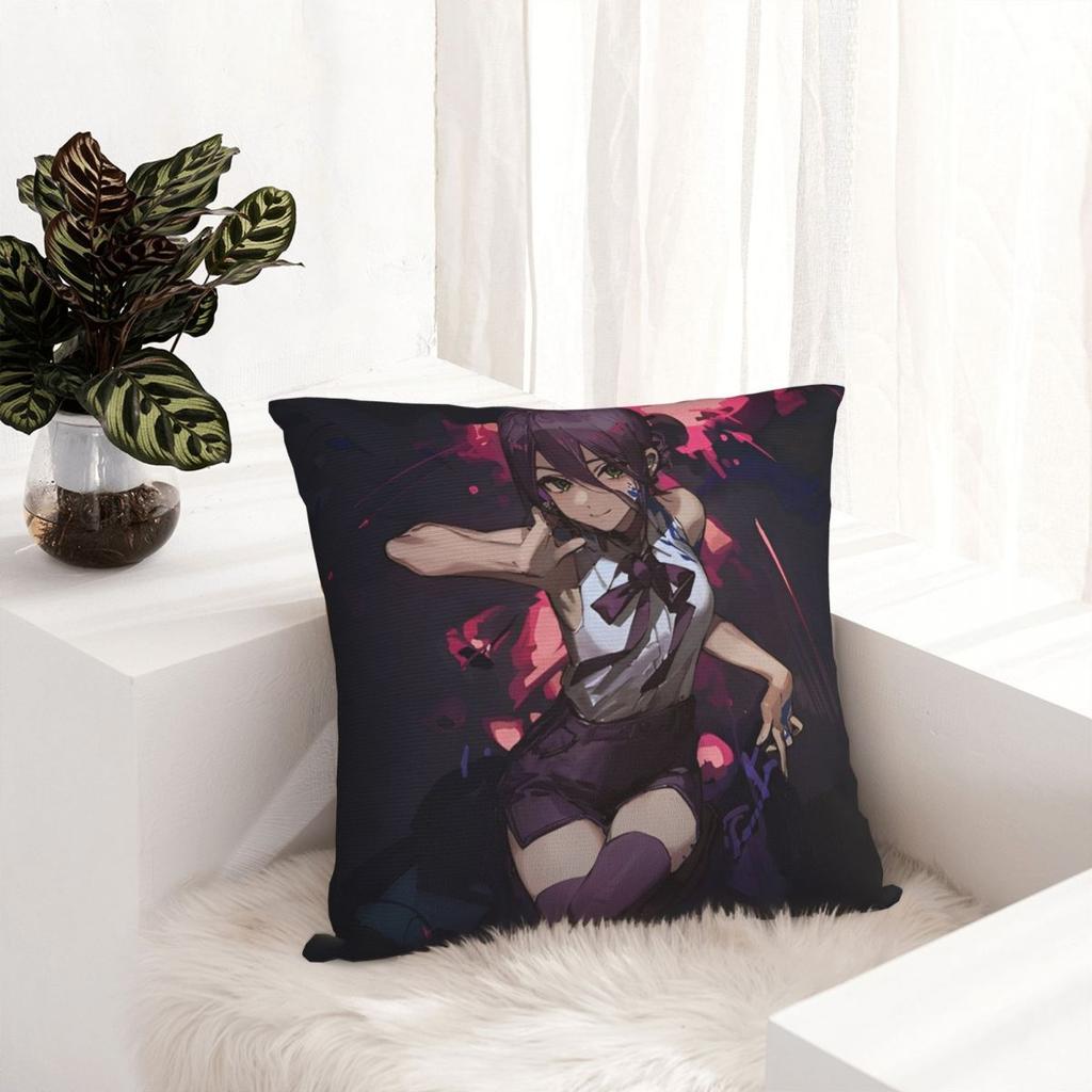 Chainsaw Man Reze Square Pillow Case Anime Movie Cushion Cover Creative Polyester Decorative Pillowcase For Sofa 45X45Cm