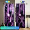 2pcs Terrifying Skeleton Chain Pendant Printed Curtain for Halloween Home Decor - Rod Pocket Window Treatment for Bedroom