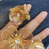 Multi Layered Flowers Irregular Hollow Open Ring Zinc Zinc Alloy Wide Finger Buckle  Women