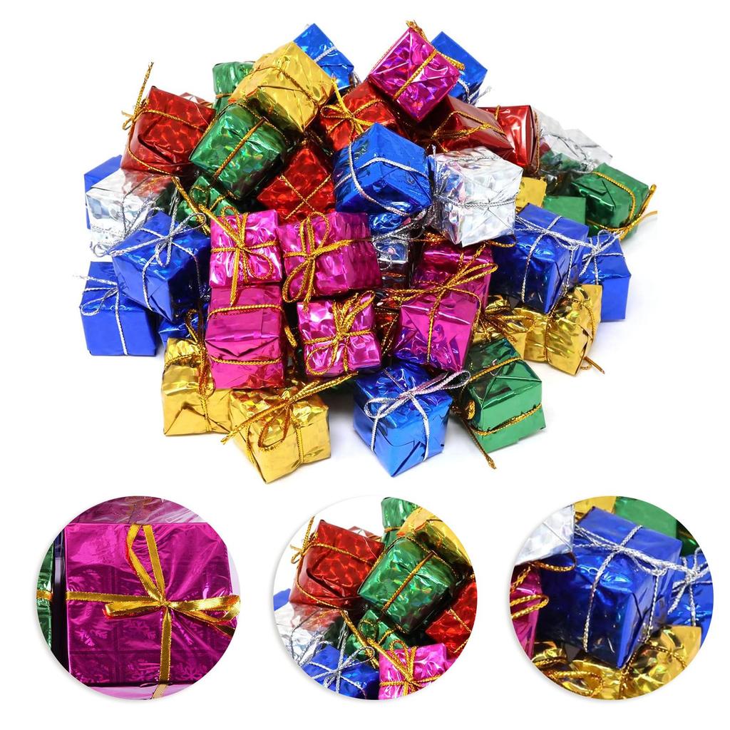 120 Pieces Gift Box Christmas Ornaments Decorative Christmas Hanging Decorations for Holiday Birthday Porch Home Restaurant