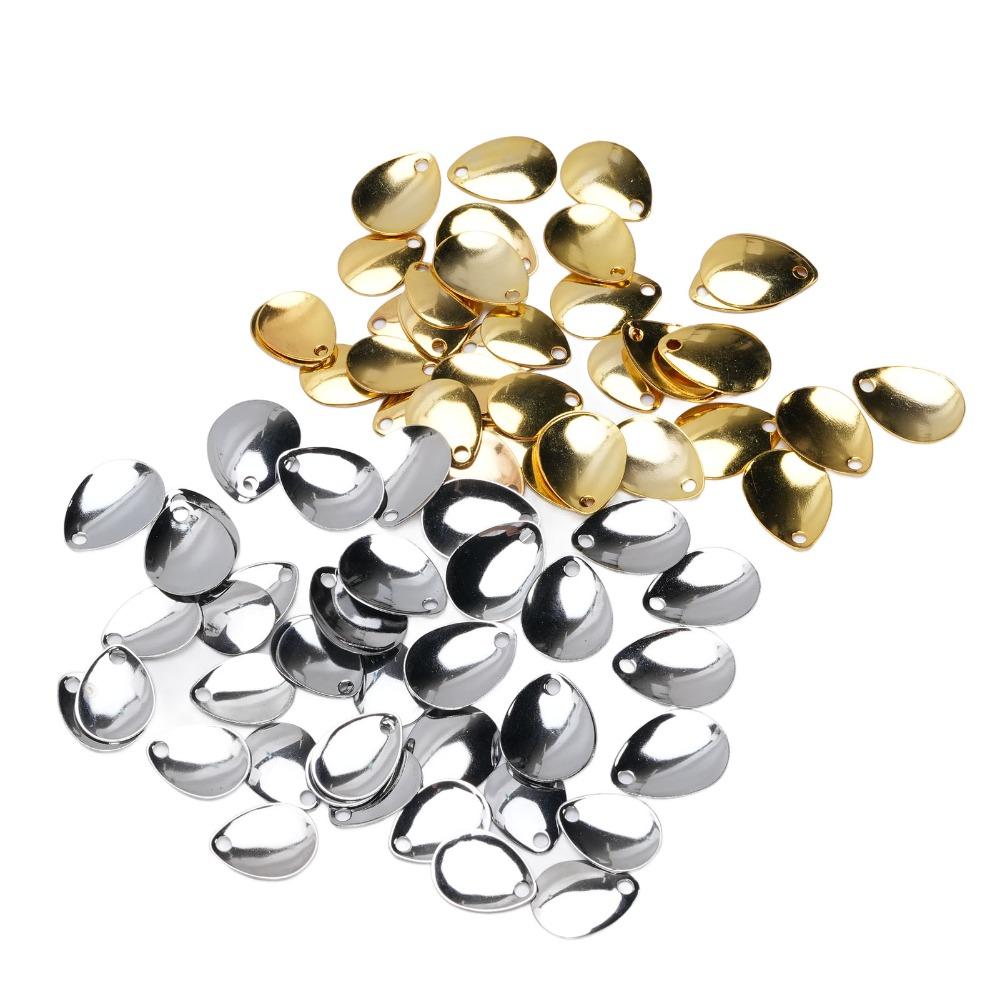 80PCS Gold and Silver Fishing Spoon Rigs with Box Fishing Spinner Blades Fishing Lure Accessories