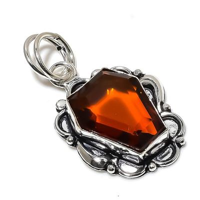 Natural Citrine Gemstone Handmade 925 Sterling Silver Gift Pendant 1.89" Q1C29