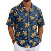 Herren Sommer Hawaiianhemd Kurzarm Kubanischer Kragen Knöpfe Casual Leichtes Atmungsaktives Gewebe Strandurlaub Hemd