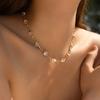 Cadena de Collar de Cuentas de Cristal Transparente Facetado Chapado en Oro Con Extensión