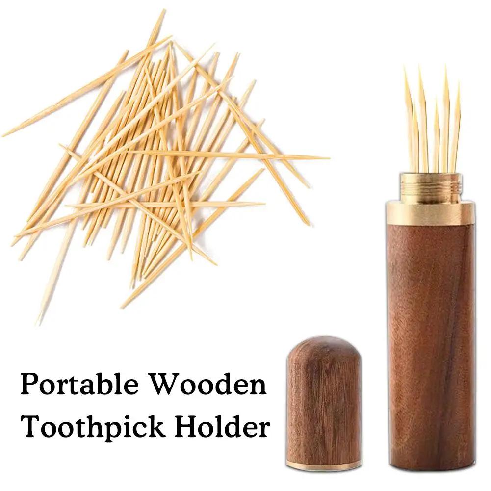 Tragbare Holz-Zahnstocher-Aufbewahrungsbox Halter Reise Wohnzimmer Eimer Etui Zimmer Zahnstocher Zahnstocher Dropshipping Spender Mini U4T8