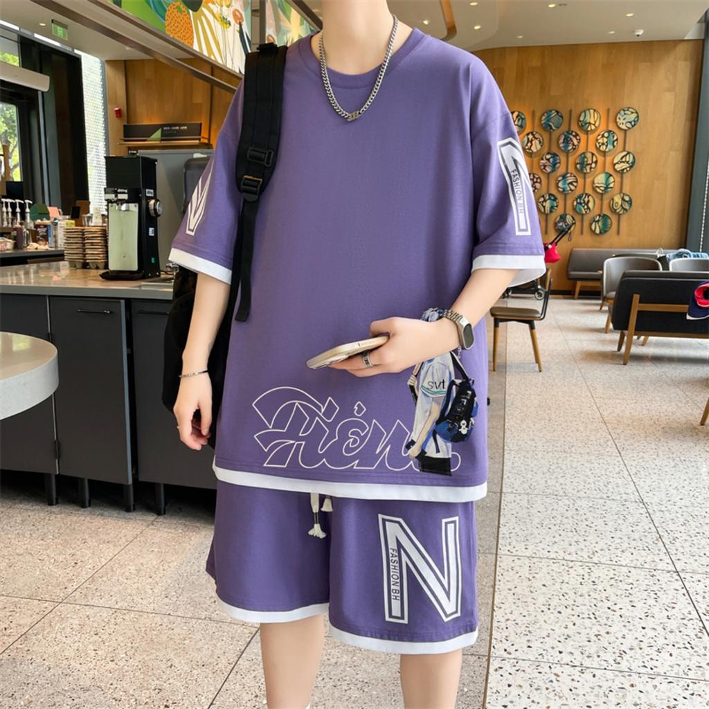 Leisure 2026 summer two-piece men's short sleeved T-shirt and shorts set, top T-shirt and jogging pants