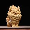 Miniature Statue Wooden Carving Auspicious Beast Qilin Ornament Office Accessories  Home Decoration Gift Collection Souvenirs