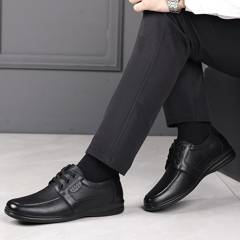 New Men's Comfortable Breathable Business Casual Shoes Genuine Leather Lace-up Formal Office Non slip Wear resistant Dress Shoes