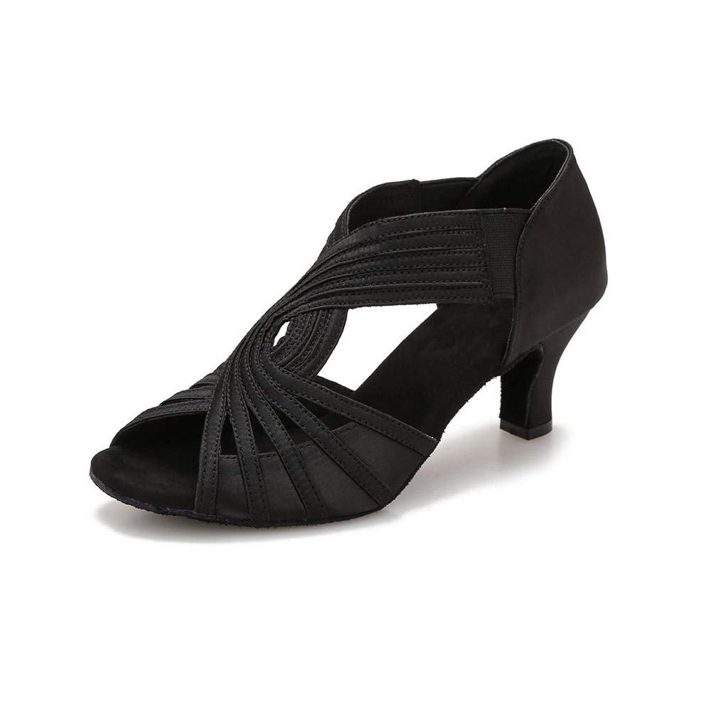[luoqiao] Damentanzschuhe, Lateinschuhe, Salsa Schuhe, Moderner Tanz, Übungsschuhe, Mittlerer Absatz, Bühnenschuhe, Trainingsschuhe, Sandalen, Jazz Dance Shoes, black