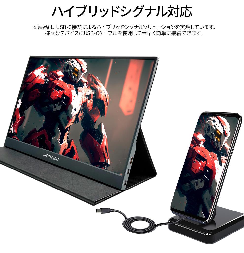 JAPANNEXT Mobile IPS Full HD 1920x1080 Resolution PC 15.6-inch Monitor, Panel, (Type C, Compatible, Built-in Speakers, 100% sRGB, Matte)