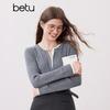 Betu Damen V-Ausschnitt Color Block Strickpullover