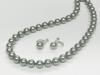 [Your and My Jewelry Box] Black Pearl Necklace and Akoya Pearl Earring Set  Gray 8mm 42cm Regular Size Made in Japan [Gift Wrapped]